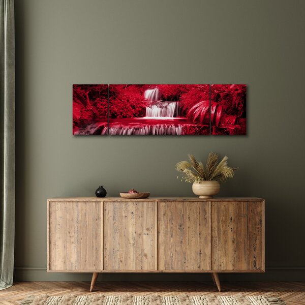 Obraz - Indonéské vodopády v červené (170x50 cm)