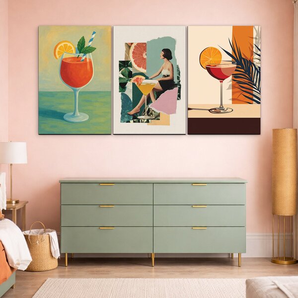 DUBLEZ | Set 3 art obrazov - Citrusové léto | UV tisk, Premium
