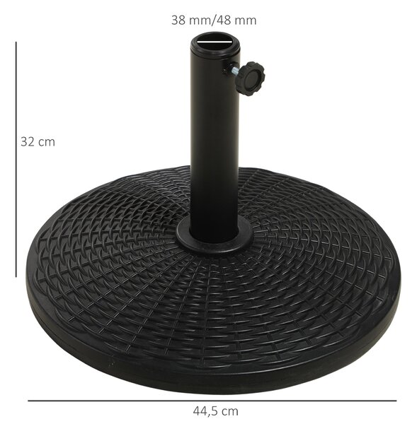 Outsunny Ocelový Podstavec pro Slunečník Ø 44,5 x 32 cm, netto váha 12,5 KG HDPE a černý cement | Aosom