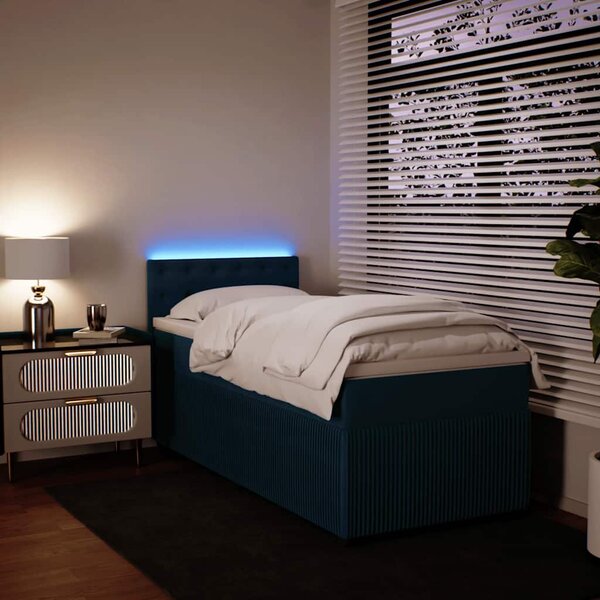 Box spring postel s matrací modrá 90 x 190 cm samet 3289918