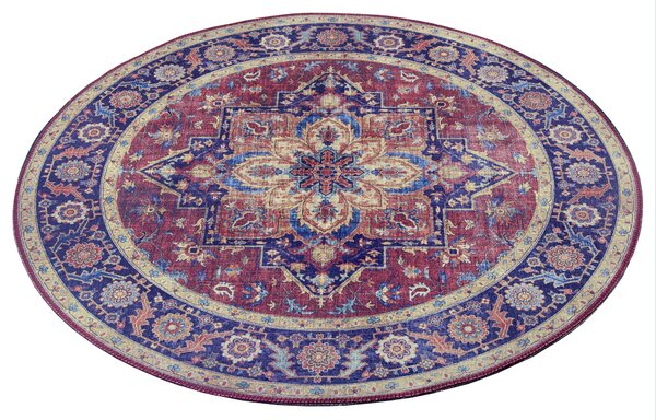 Hanse Home, Kusový koberec Asmar 104000 Plum/Red kruh, 160x160 (průměr) kruh, červená, chodba / předsíň