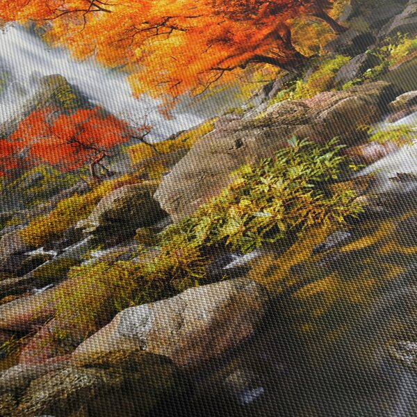 Obraz - Vodopády v podzimní krajině, oranžový (70x50 cm)