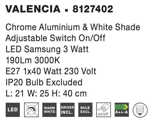 Moderní nástěnné svítidlo Valencia B 21 bílé – Šedá