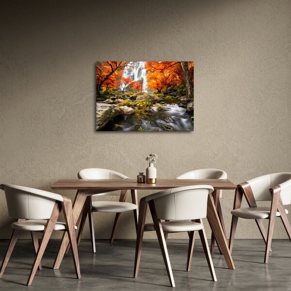 Obraz - Vodopády v podzimní krajině, oranžový (70x50 cm)