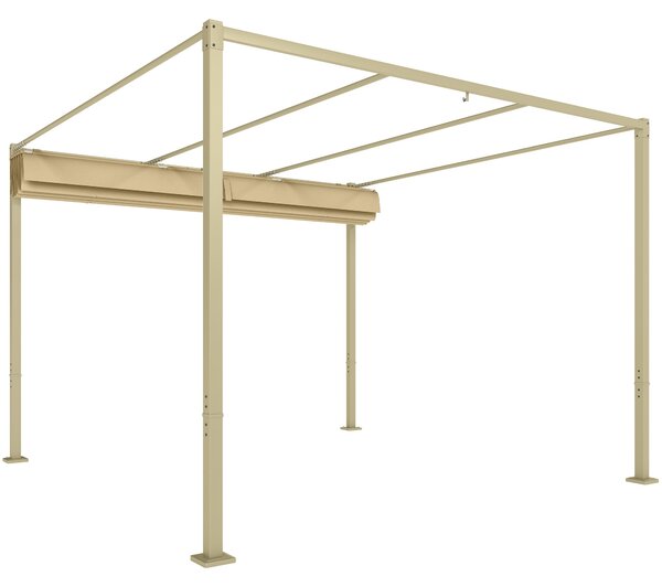 Outsunny Zahradní Pergola 3 x 3 m Skládací Pergola s Magnetickým Upevněním, Polyesterová Krytina 180g/m², Utažení Chránit proti Slunci UPF30+, pro Ter