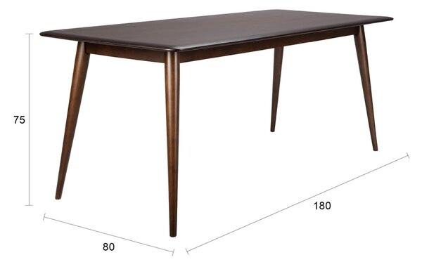 Dutchbone Tmavě hnědý dřevěný jídelní stůl ELROY 180 x 80 cm