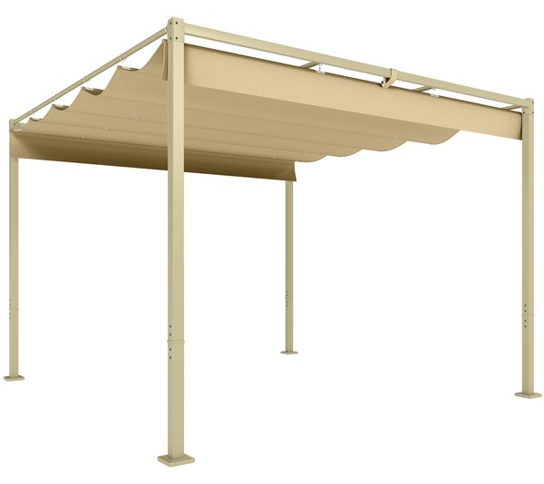 Outsunny Zahradní Pergola 3 x 3 m Skládací Pergola s Magnetickým Upevněním, Polyesterová Krytina 180g/m², Utažení Chránit proti Slunci UPF30+, pro Ter