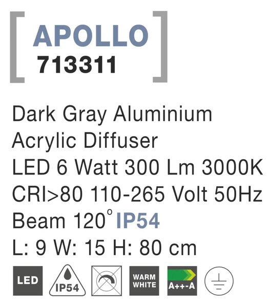 Venkovní LED lampa Apollo – Šedá