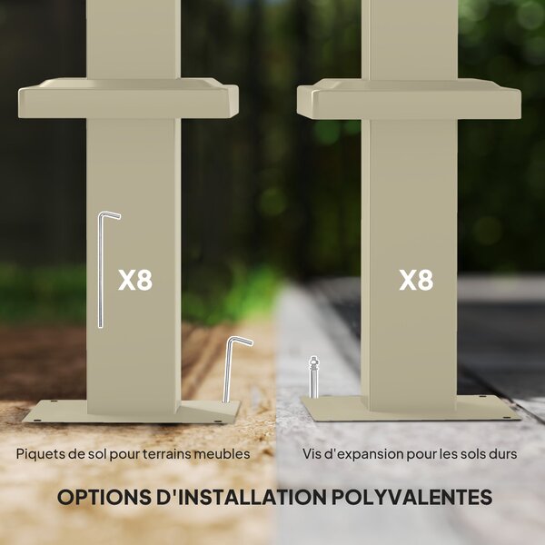 Outsunny Zahradní Pergola 3 x 3 m Skládací Pergola s Magnetickým Upevněním, Polyesterová Krytina 180g/m², Utažení Chránit proti Slunci UPF30+, pro Ter