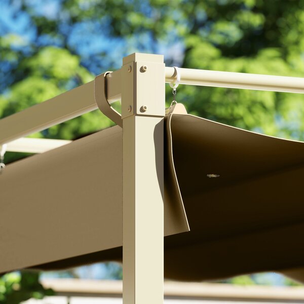 Outsunny Zahradní Pergola 3 x 3 m Skládací Pergola s Magnetickým Upevněním, Polyesterová Krytina 180g/m², Utažení Chránit proti Slunci UPF30+, pro Ter