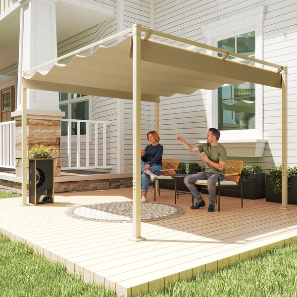 Outsunny Zahradní Pergola 3 x 3 m Skládací Pergola s Magnetickým Upevněním, Polyesterová Krytina 180g/m², Utažení Chránit proti Slunci UPF30+, pro Ter