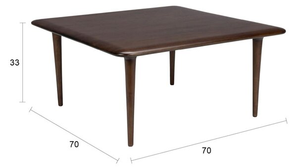 Dutchbone Tmavě hnědý dřevěný konferenční stolek ELROY 70 x 70 cm