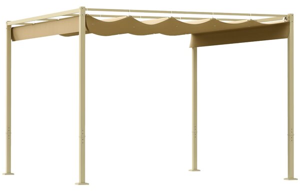 Outsunny Zahradní Pergola 3 x 3 m Skládací Pergola s Magnetickým Upevněním, Polyesterová Krytina 180g/m², Utažení Chránit proti Slunci UPF30+, pro Ter