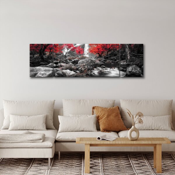 Obraz - Vodopády v podzimní krajině (170x50 cm)