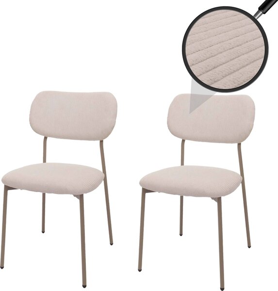 Sada 2 jídelních židlí HWC-O26, kuchyňská židle čalouněná židle, kord (330g/m²) látka/textil kov béžová