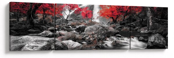 Obraz - Vodopády v podzimní krajině (170x50 cm)