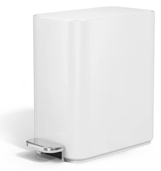 Pedálový úzký odpadkový koš Simplehuman - 5 l, bílá ocel