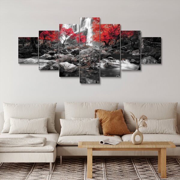 Obraz - Vodopády v podzimní krajině (210x100 cm)