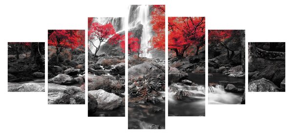 Obraz - Vodopády v podzimní krajině (210x100 cm)