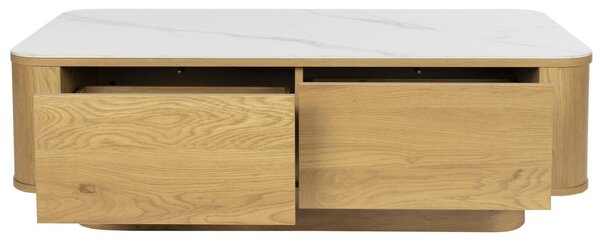 -25 % Dny MOMENTI– White Label Dubový konferenční stolek ALMIRA 120 x 60 cm s mramorovým dekorem