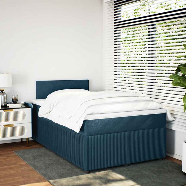 Box spring postel s matrací modrá 120 x 190 cm samet 3289984