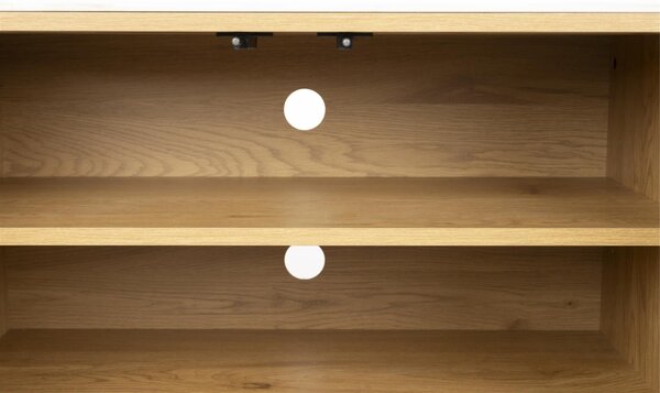 White Label Dubová komoda ALMIRA 180 x 40 cm s mramorovým dekorem