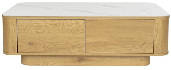 -25 % Dny MOMENTI– White Label Dubový konferenční stolek ALMIRA 120 x 60 cm s mramorovým dekorem