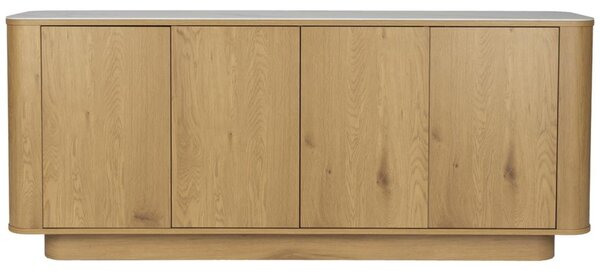 White Label Dubová komoda ALMIRA HIGH 180 x 40 cm s mramorovým dekorem
