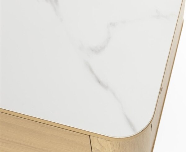 -25 % Dny MOMENTI– White Label Dubový konferenční stolek ALMIRA 120 x 60 cm s mramorovým dekorem