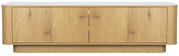 White Label Dubová komoda ALMIRA 180 x 40 cm s mramorovým dekorem