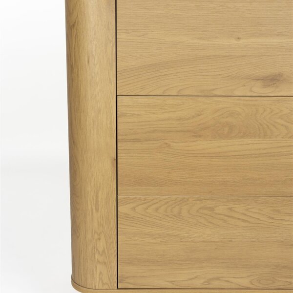 White Label Dubová komoda ALMIRA 90 x 40 cm s mramorovým dekorem