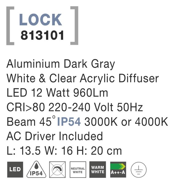 Venkovní LED svítidlo Lock – Šedá