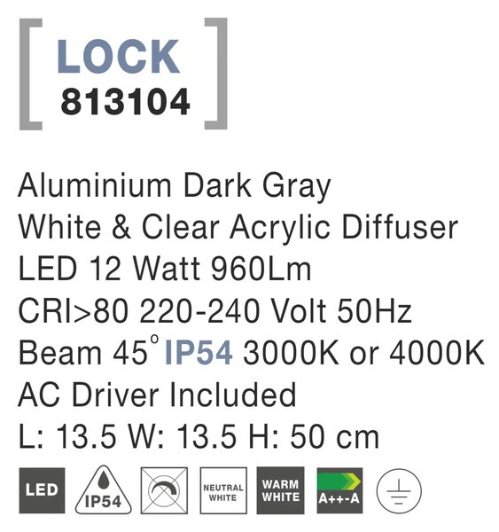 Venkovní LED lampa Lock – Šedá