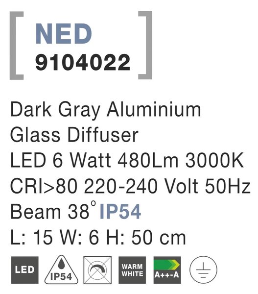 Venkovní LED lampa Ned – Šedá