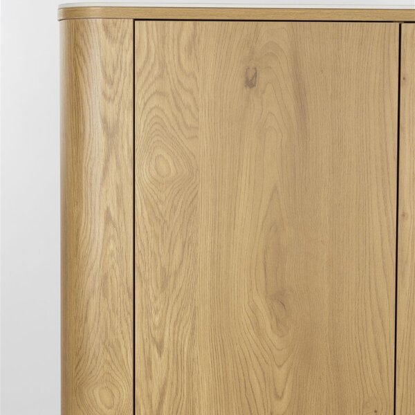 White Label Dubová komoda ALMIRA 100 x 40 cm s mramorovým dekorem
