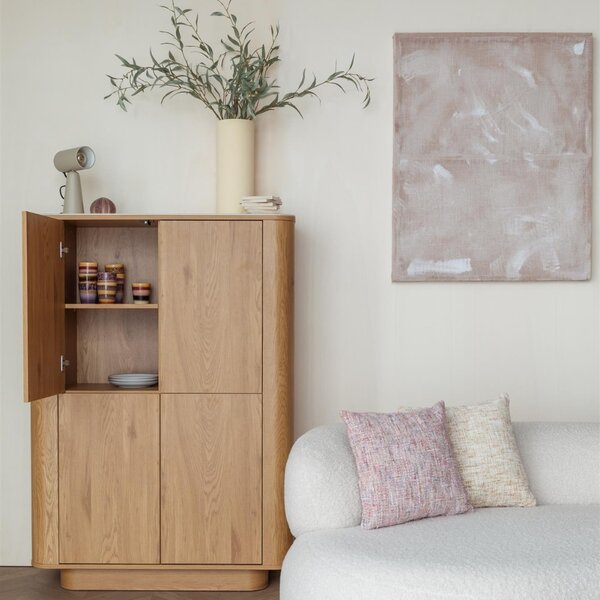 White Label Dubová komoda ALMIRA 100 x 40 cm s mramorovým dekorem