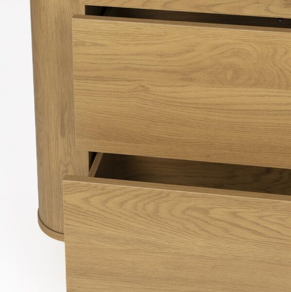 White Label Dubová komoda ALMIRA 90 x 40 cm s mramorovým dekorem