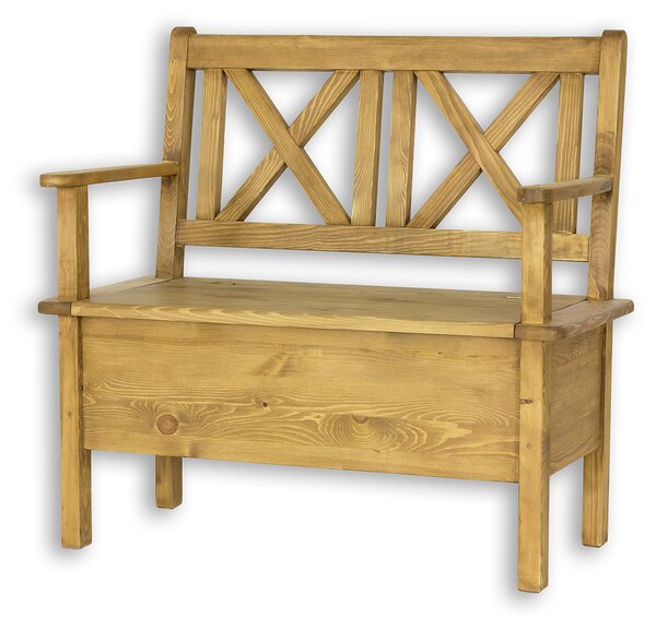 Drewmax NR700 lavice 100x53 cm masiv borovice rustikal (Voskovaný borovicový nábytek)