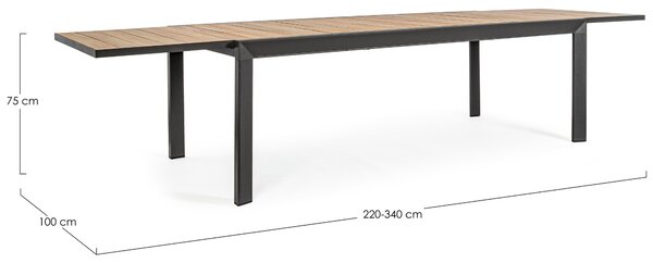 Bizzotto Černý hliníkový zahradní rozkládací stůl Belmar 220/340 x 100 cm
