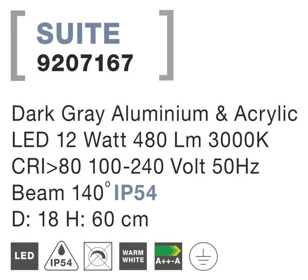 Venkovní LED lampa Suite 18 tmavě šedé – Šedá