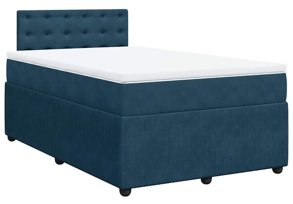 Box spring postel s matrací modrá 120 x 190 cm samet 3290002