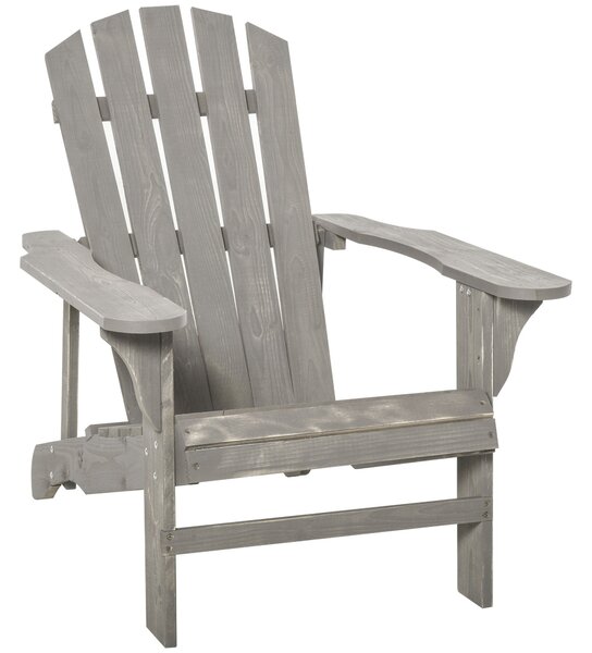 Outsunny Adirondack křeslo - venkovní zahradní křeslo 78L x 89W x 88H cm z masivního jedlového dřeva se šedým opotřebeným efektem pro zahradu, terasu