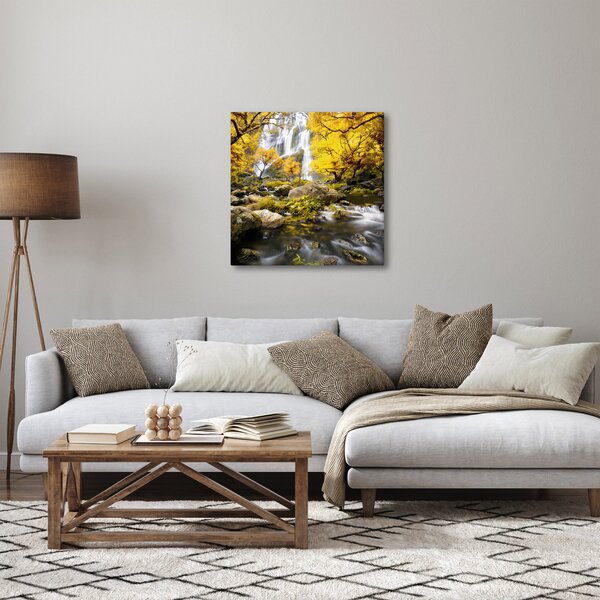 Obraz - Vodopády v podzimní krajině, žluté (30x30 cm)