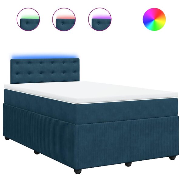 Box spring postel s matrací modrá 120 x 190 cm samet 3290002