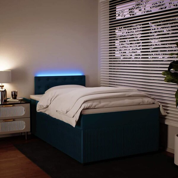 Box spring postel s matrací modrá 120 x 190 cm samet 3290002