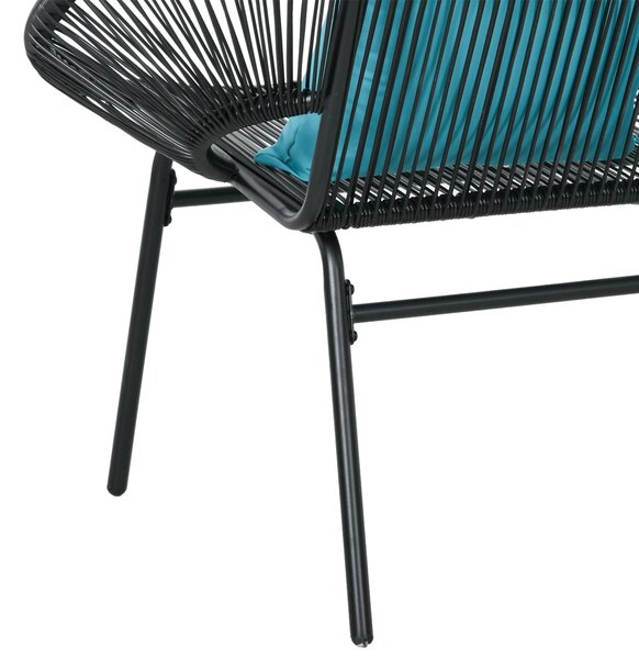 Outsunny zahradní lavička pro 2 osoby ve stylu ocel a umělý ratan s 2 polstry - rozměry 132D x 72Š x 83V cm - černá | Aosom