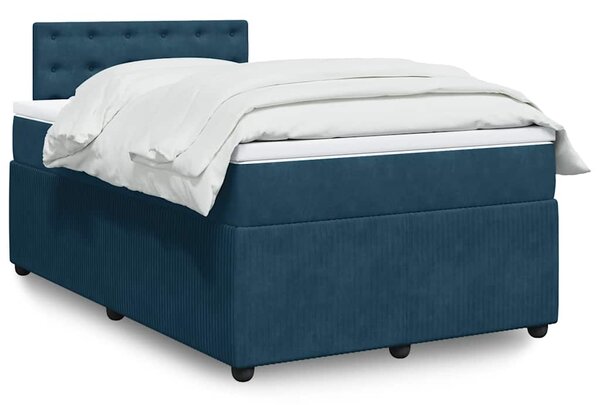 Box spring postel s matrací modrá 120 x 190 cm samet 3290002