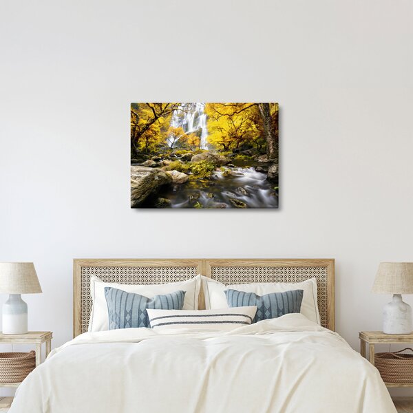 Obraz - Vodopády v podzimní krajině, žluté (70x50 cm)