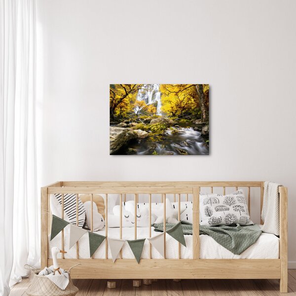 Obraz - Vodopády v podzimní krajině, žluté (70x50 cm)