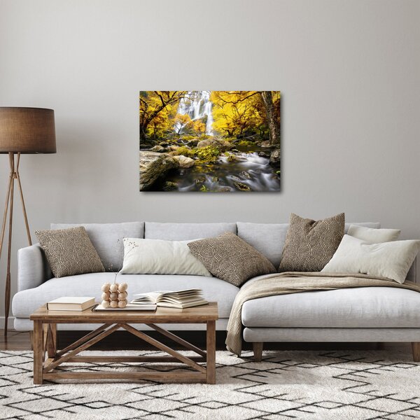 Obraz - Vodopády v podzimní krajině, žluté (70x50 cm)